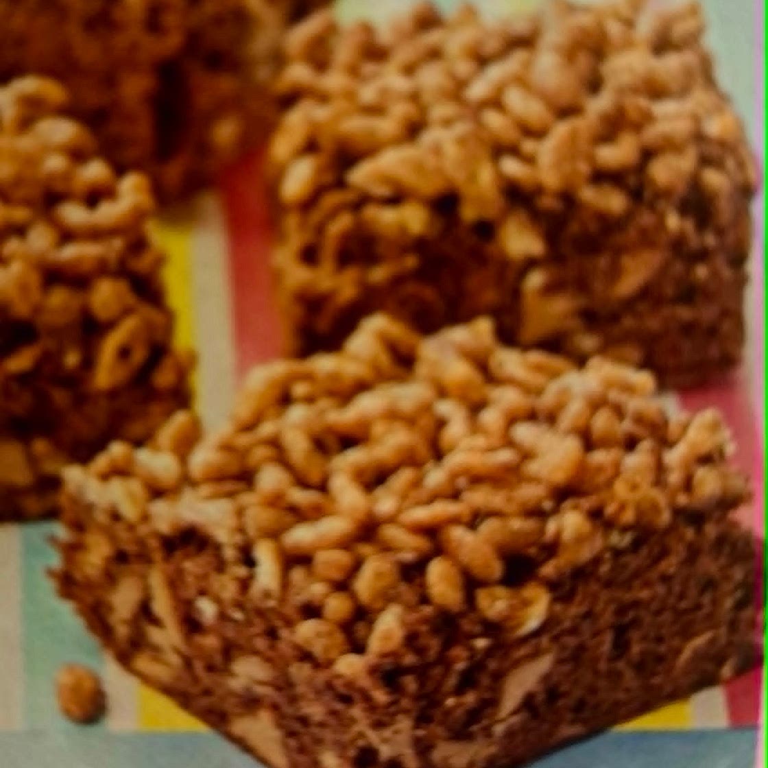 PUFFED RICE BROWNIE SLICES
