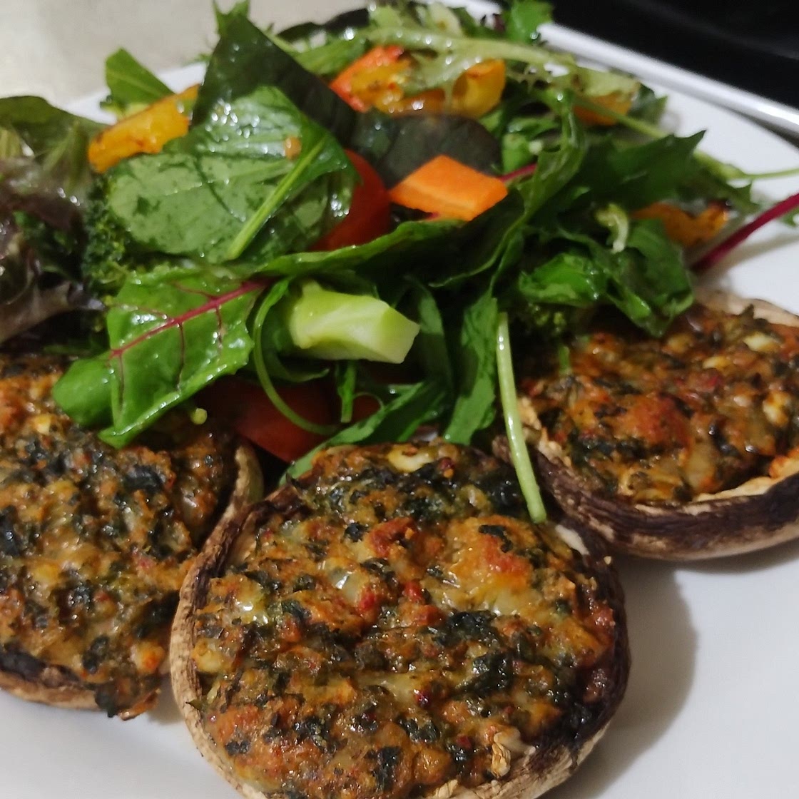 High Protein Stuffed mushrooms