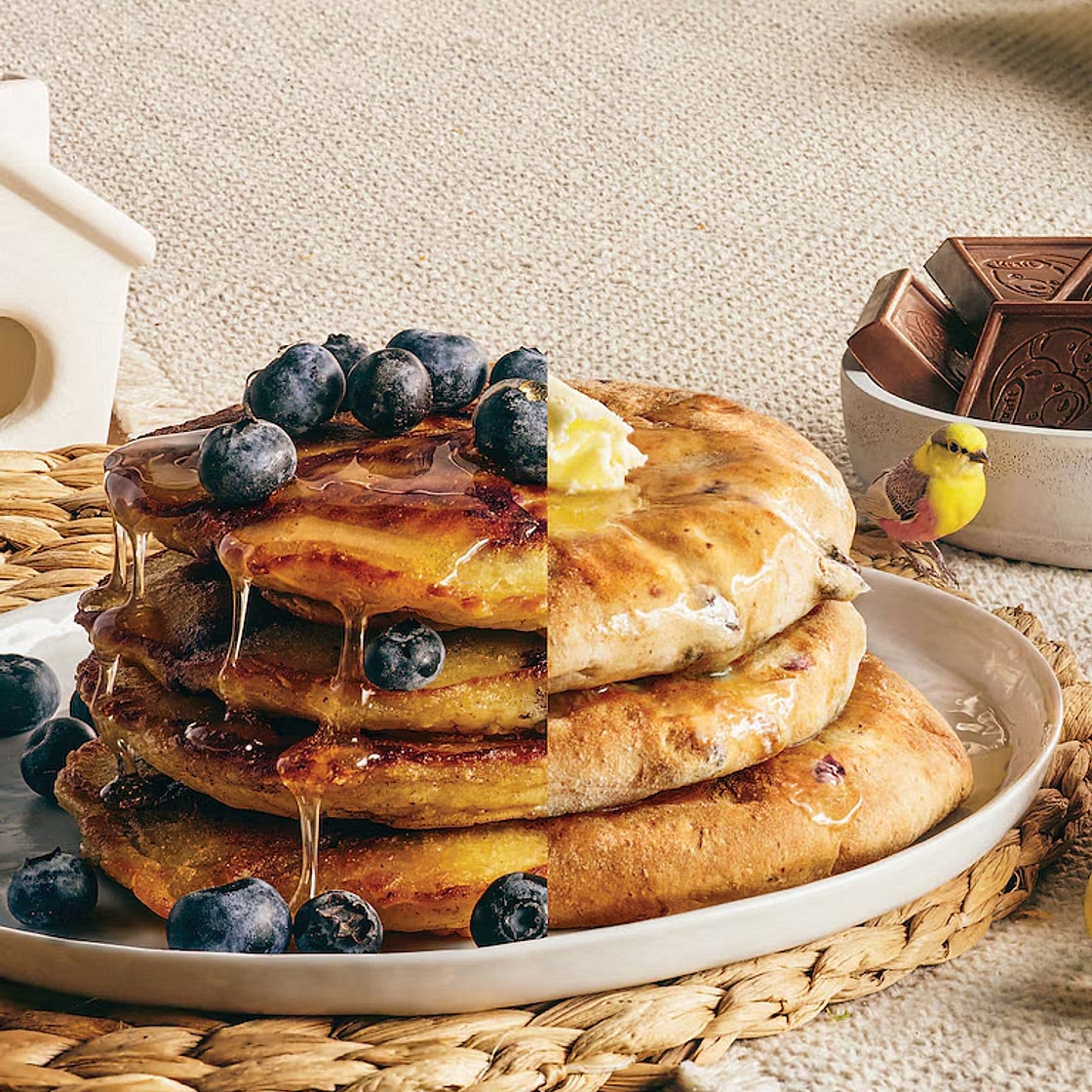 Fluffy Blueberry Oat Pancakes