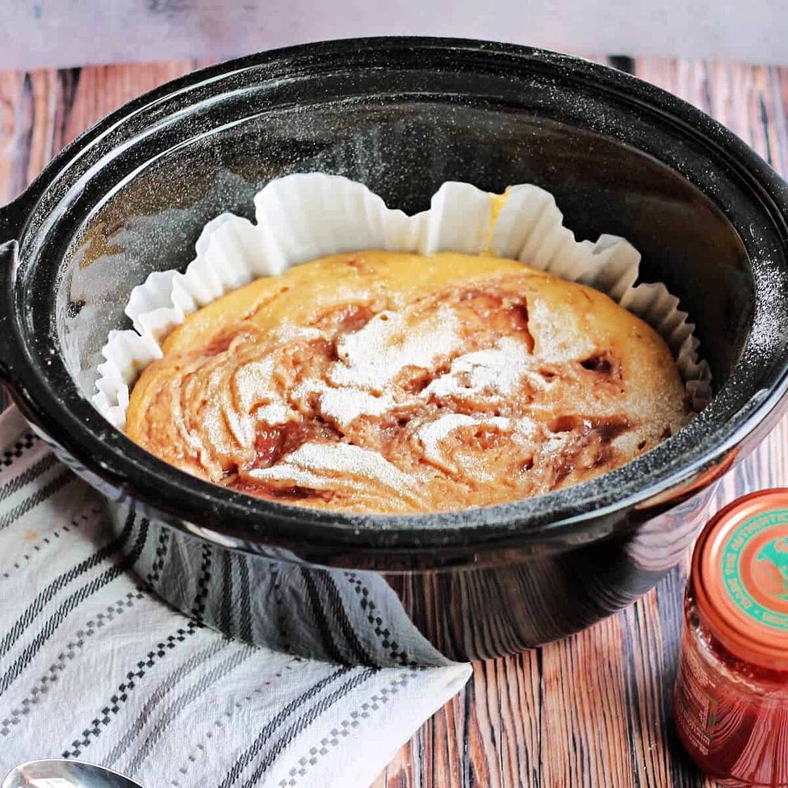 Slow Cooker Jam Swirl Sponge
