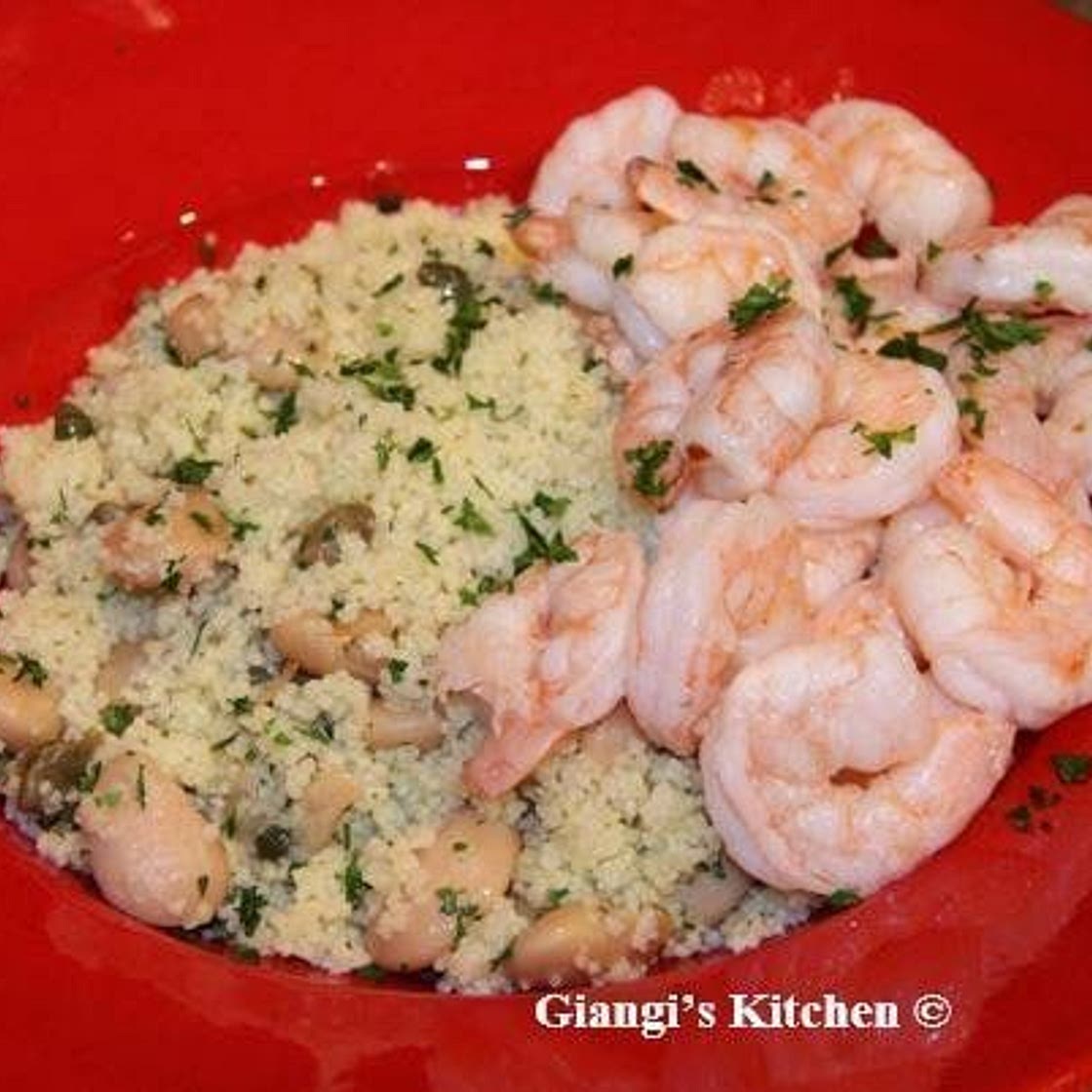 Chile Shrimps with Butter Beans and Lemony Couscous