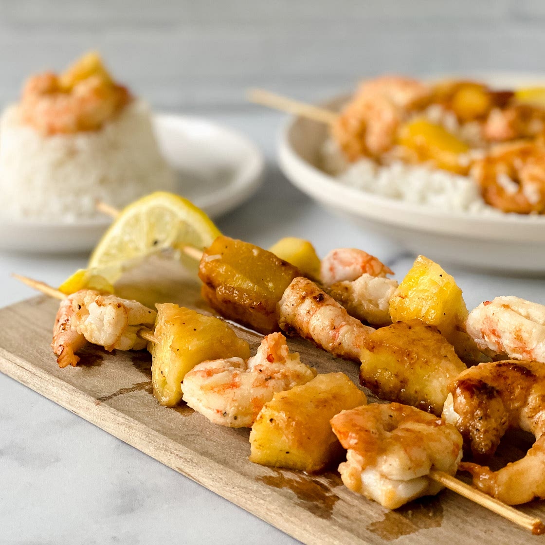 Honey Garlic Shrimp Skewers with Pineapple