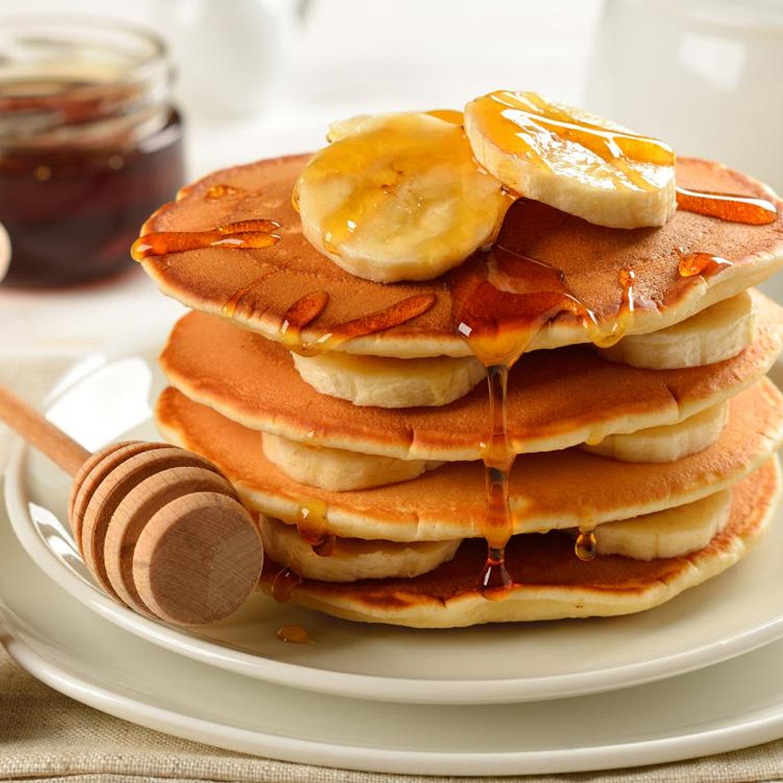 Receita de Panqueca americana com banana e mel