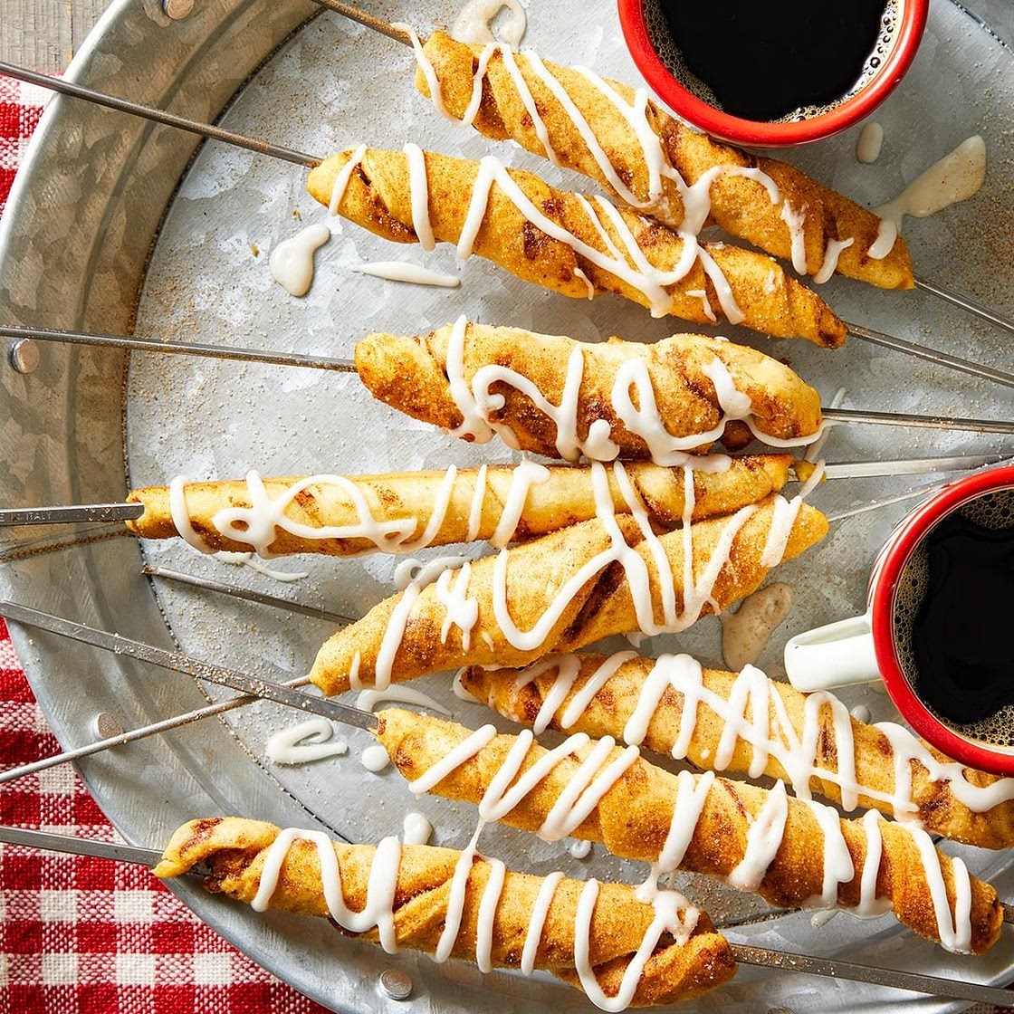 Campfire Cinnamon Rolls on a Stick