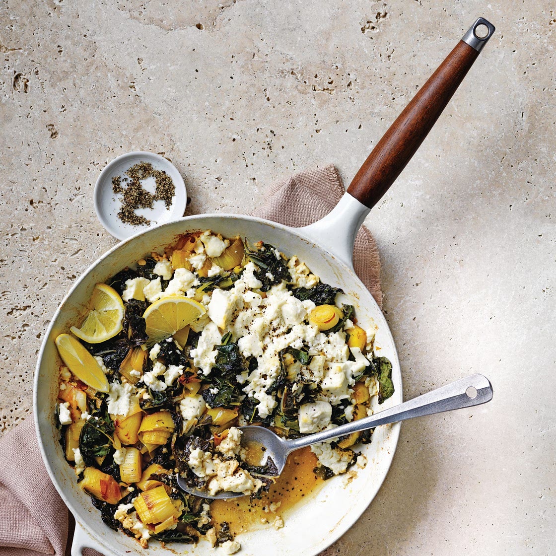 stoof van prei met gerijpte feta