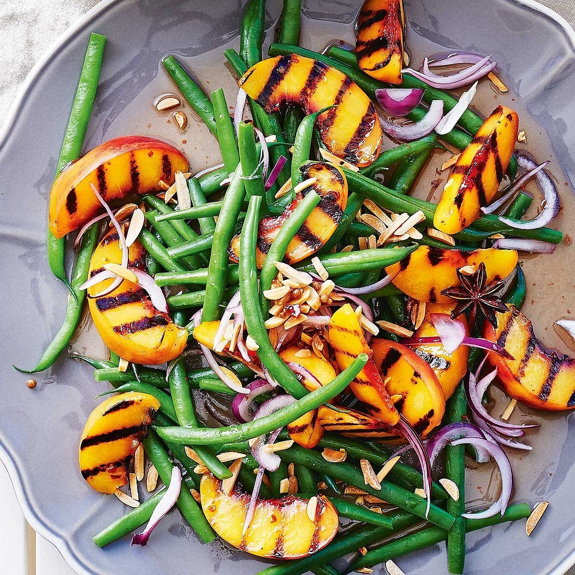 Green Bean, Almond and Peach Bowl