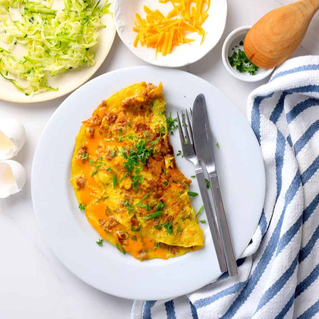 Low Carb Zucchini Sausage Omelette (Diabetic Friendly)