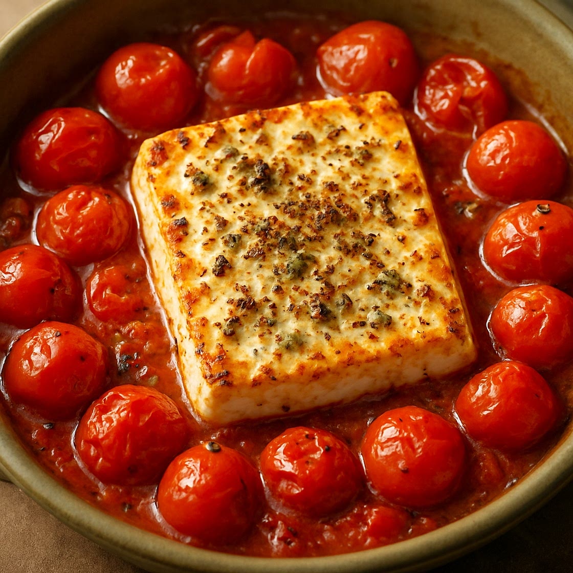 Baked feta with tomato (fragment)