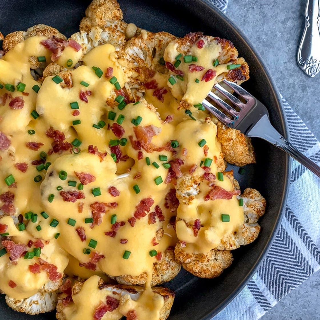 Cajun Roasted Cauliflower with Cheese Sauce