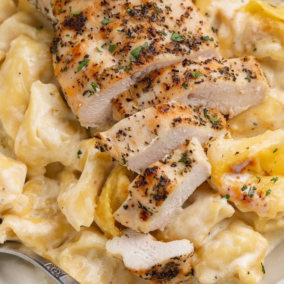 Asiago Tortelloni Alfredo with Grilled Chicken