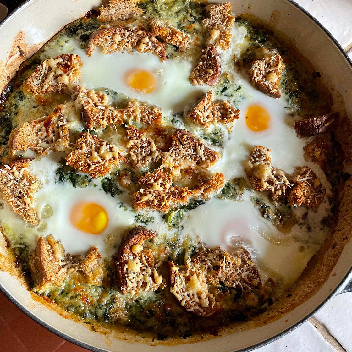 Spinach & Baked Egg Gratin (phase 2 optimised)