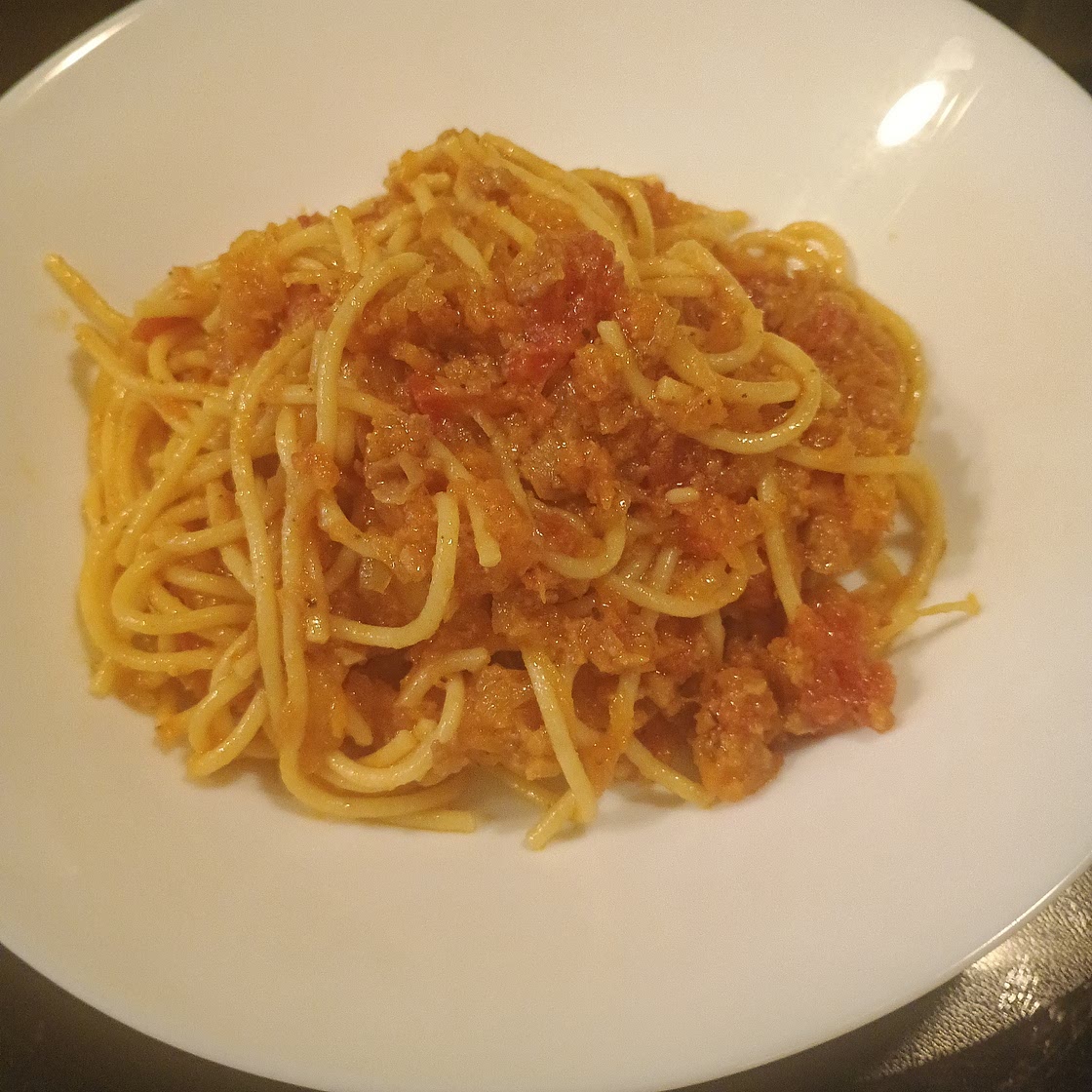 Pasta with meat (soy) sauce