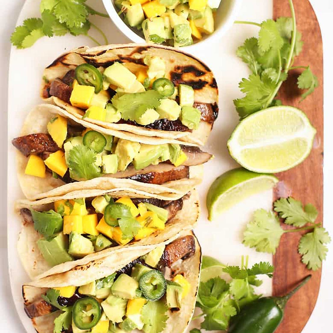 Mushroom Tacos with Mango Avocado Salsa