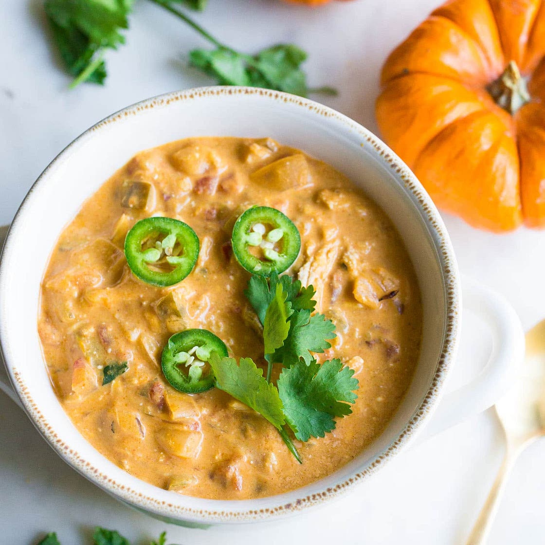Creamy Pumpkin Chicken Chili