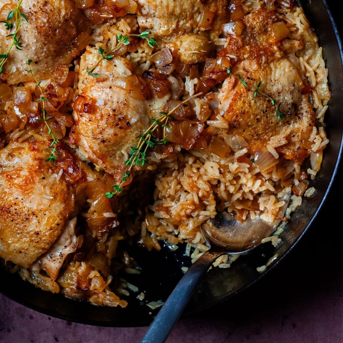 Chicken Rice with Buttered Onions