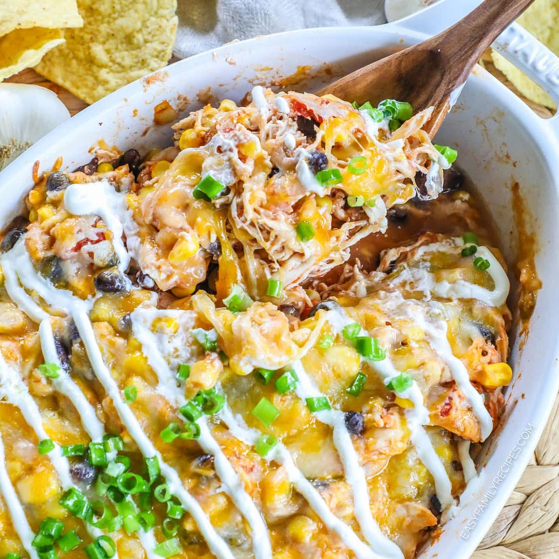 Shredded Mexican Chicken Casserole