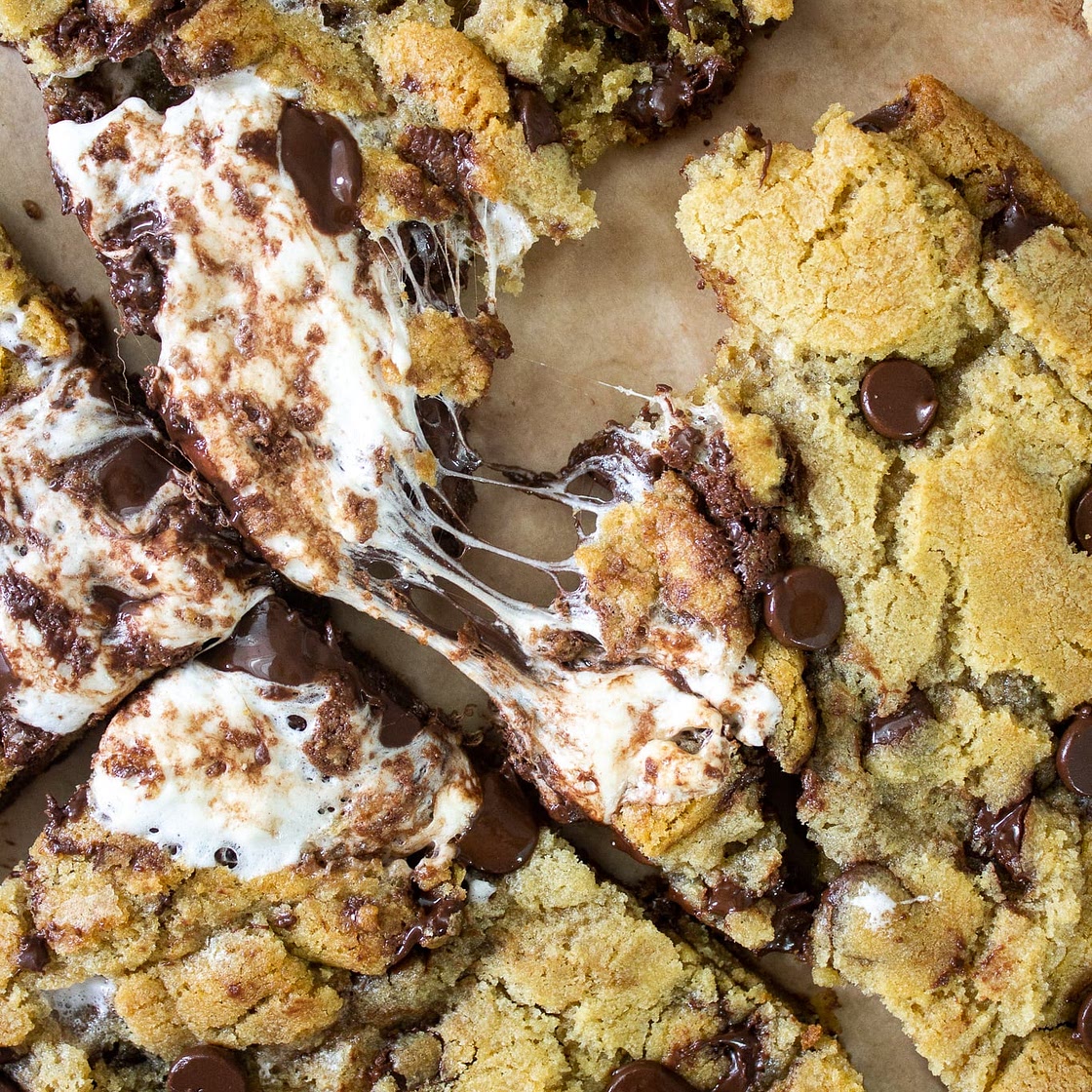 Giant S'mores Stuffed Chocolate Chip Cookie