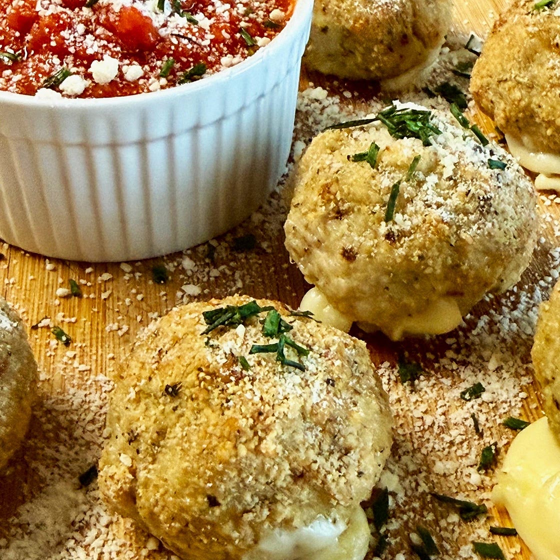 Air Fryer Stuffed Chicken Parmesan Bites