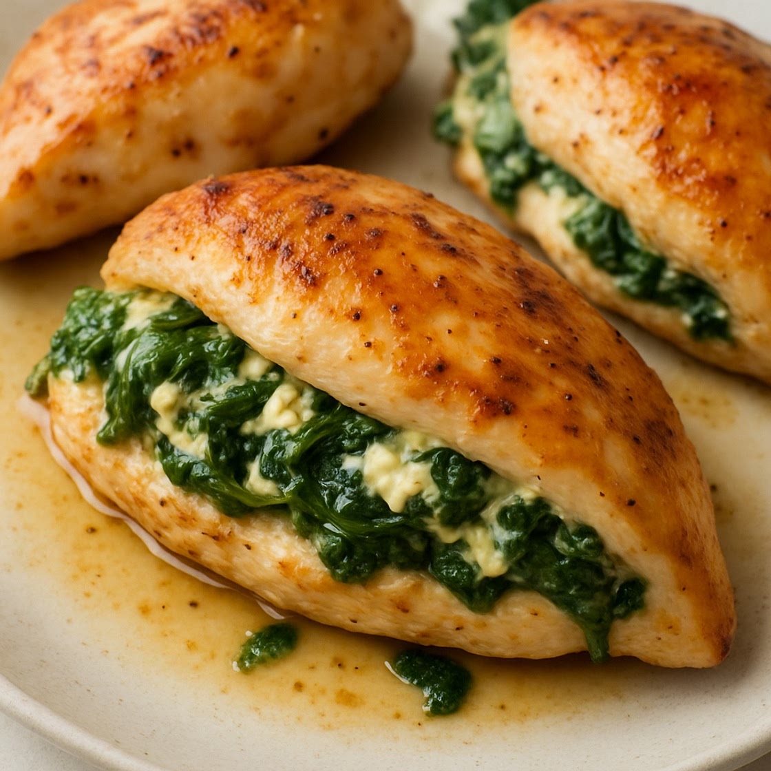 Chicken Breasts roll up with Spinach Mixture