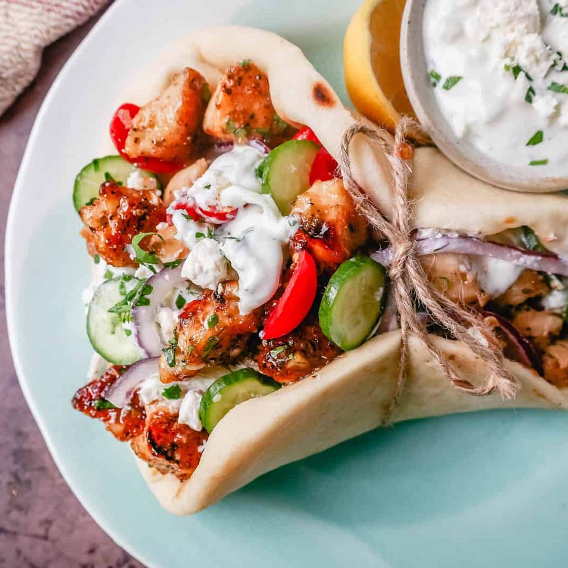 Greek Chicken Gyros with Tzatziki Sauce