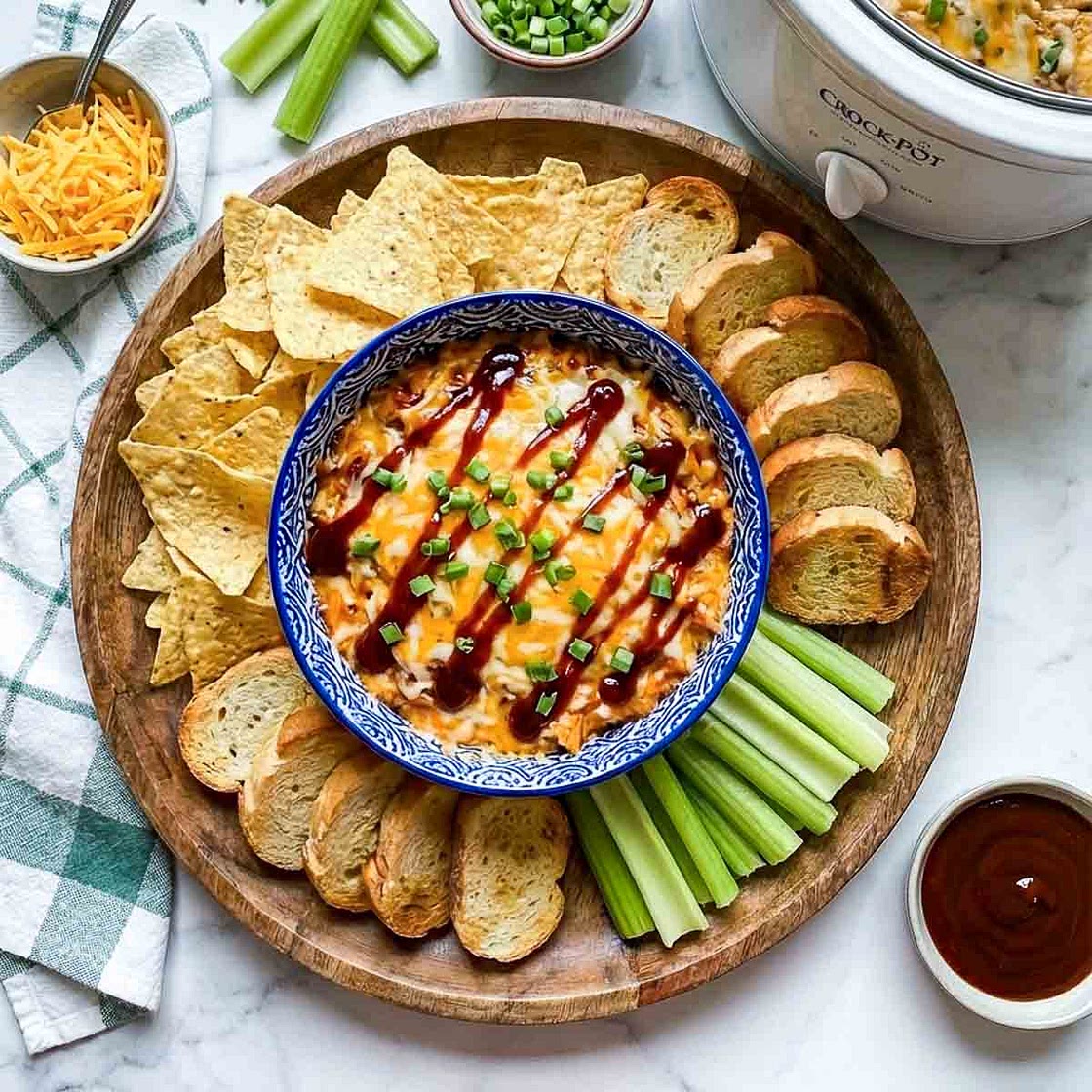 Crockpot BBQ Chicken Dip With Cream Cheese