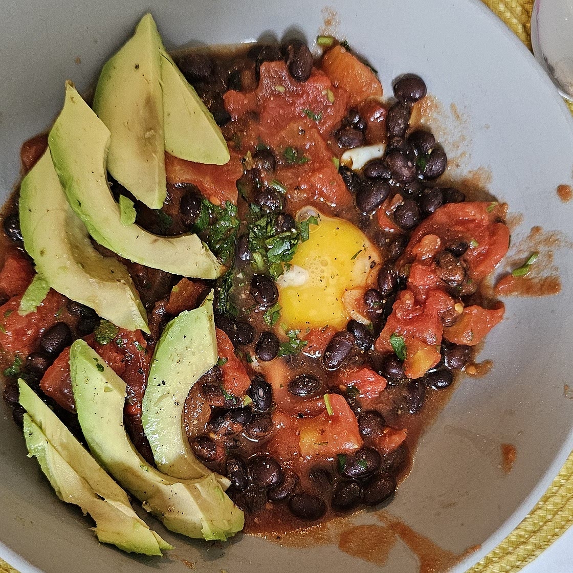 Avocado & black bean eggs