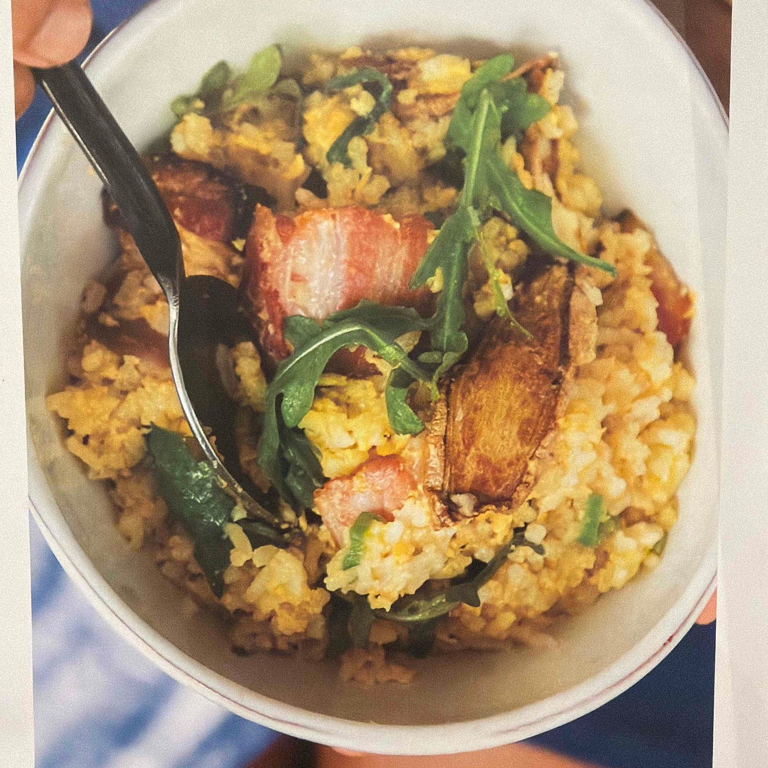 Fried Rice with Egg, Garlic, Ginger (and Optional Bacon)