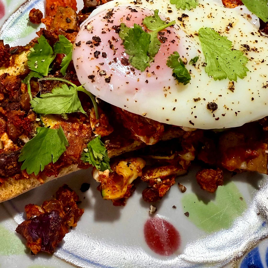 Spicy Bean and Egg Toast