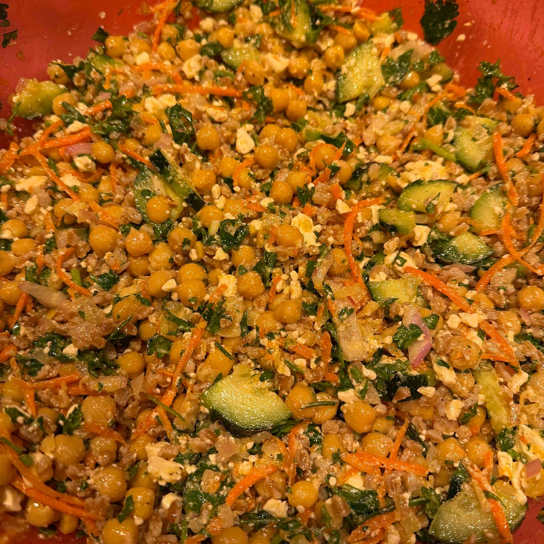 NYT marinated chickpeas + salad recipe