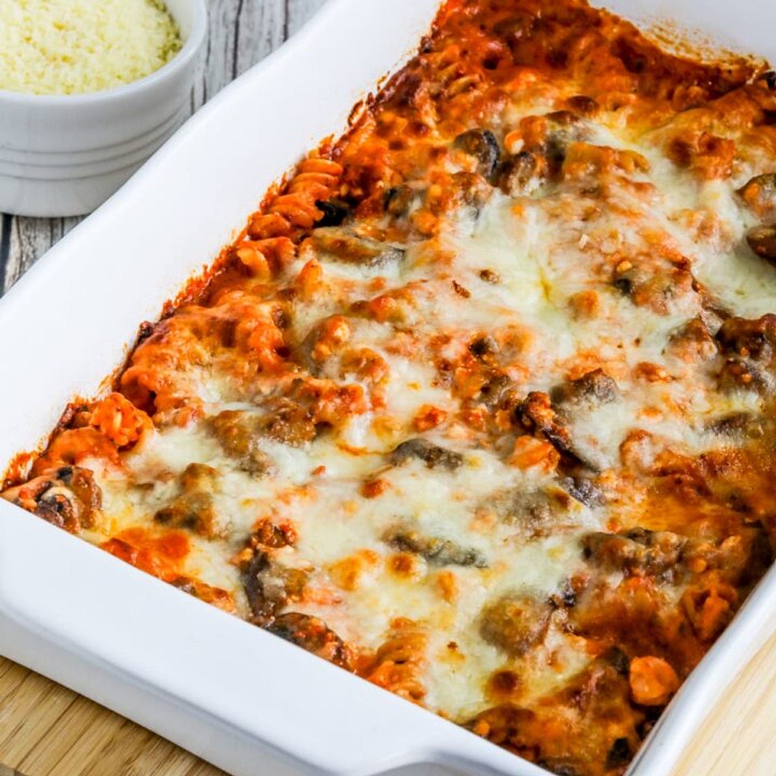 Cottage Cheese Pasta Bake with Mushrooms