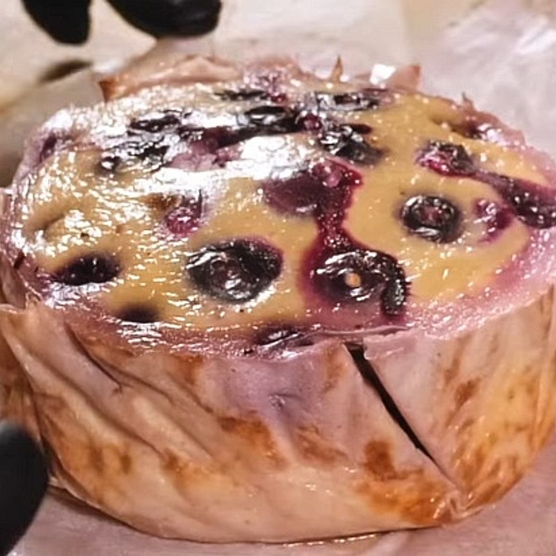 mini tarta de yogur con arándanos