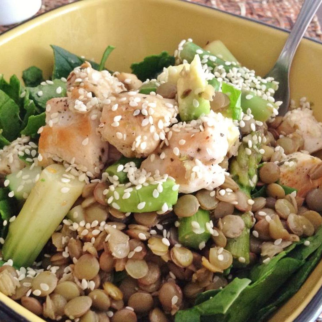 Receita de Salada de lentilhas com frango