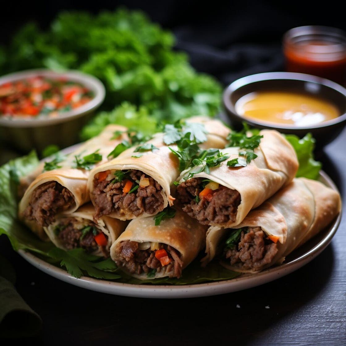 Syrian Beef Kabseh Spring Rolls