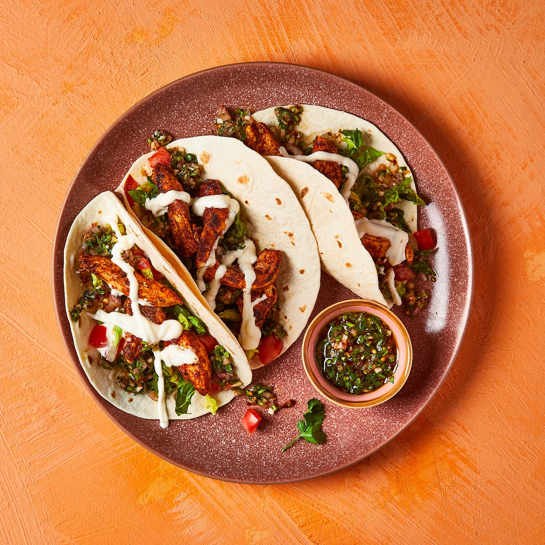 Chicken Tacos With Chimichurri & Sour Cream
