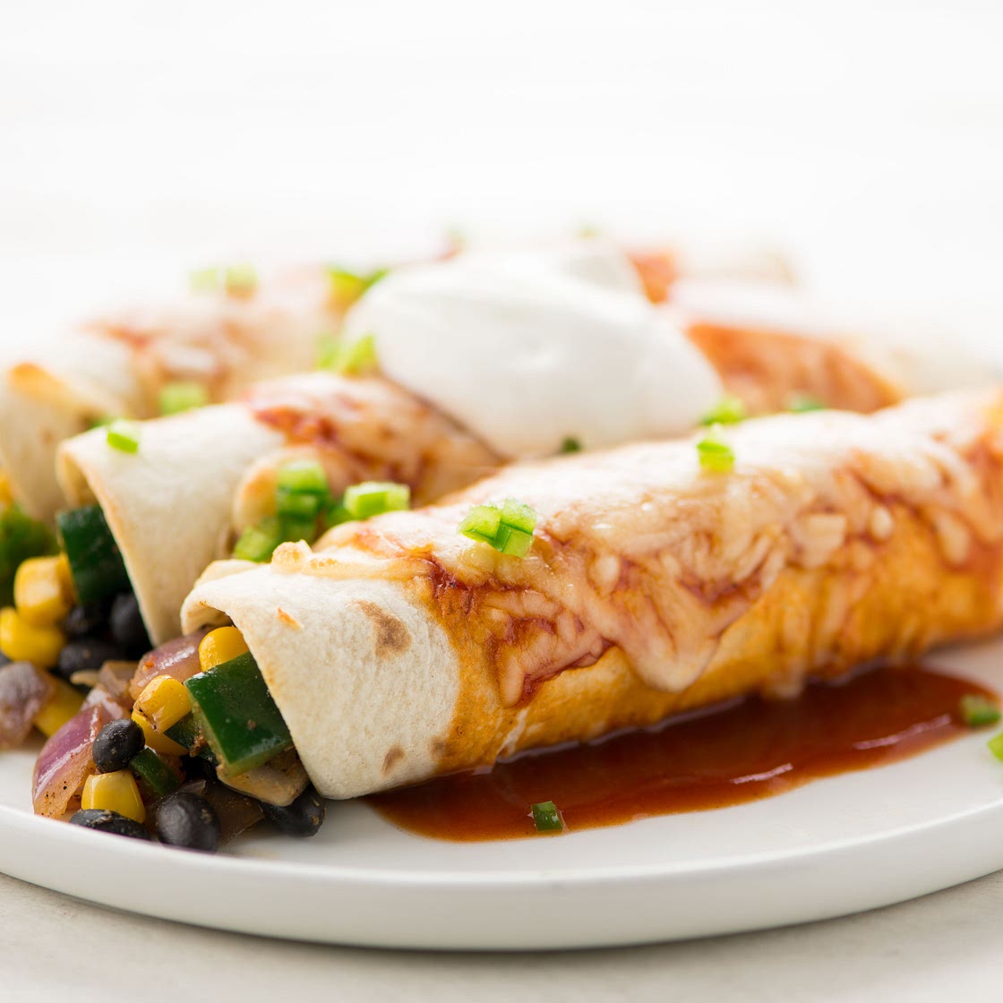 Black Bean Enchiladas with poblano pepper