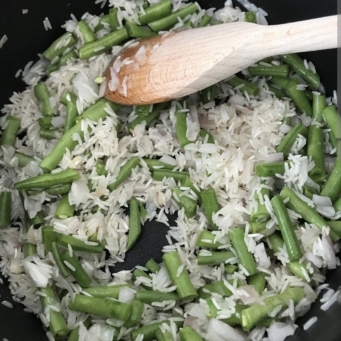 Riz haricots verts