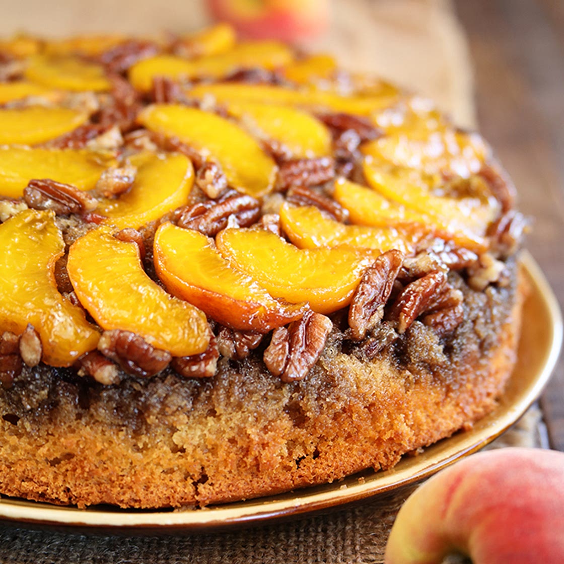 Peach Pecan Upside Down Cake