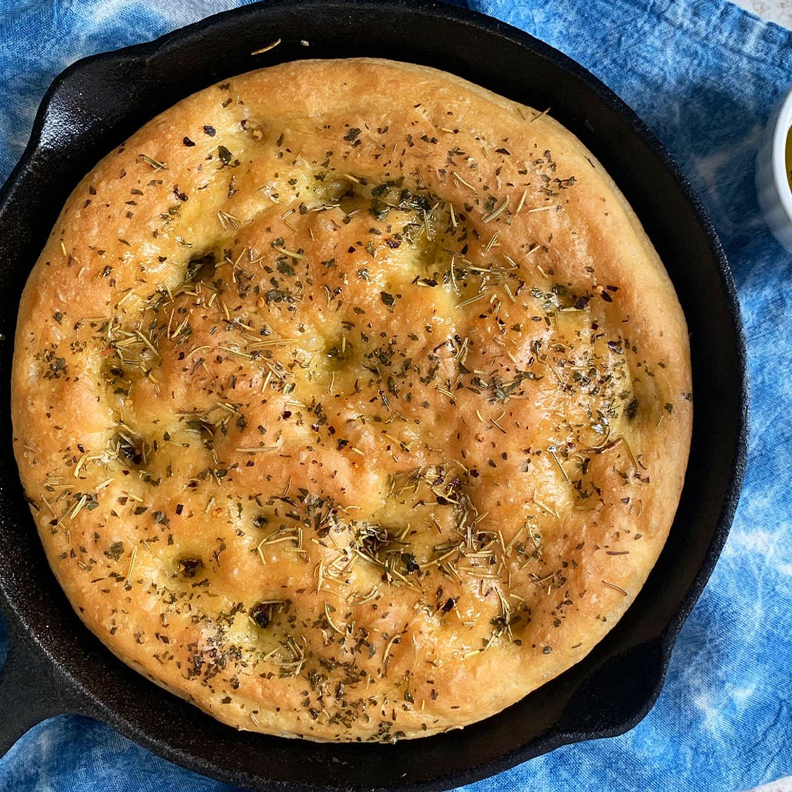 Easy Low-Flour Cast Iron Focaccia Bread Recipe by Tasty