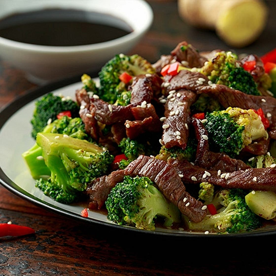 Beef and broccoli for two