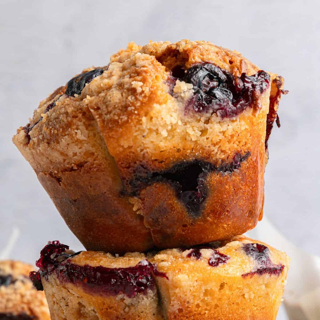 Blueberry Yogurt Muffins with Crumble Topping