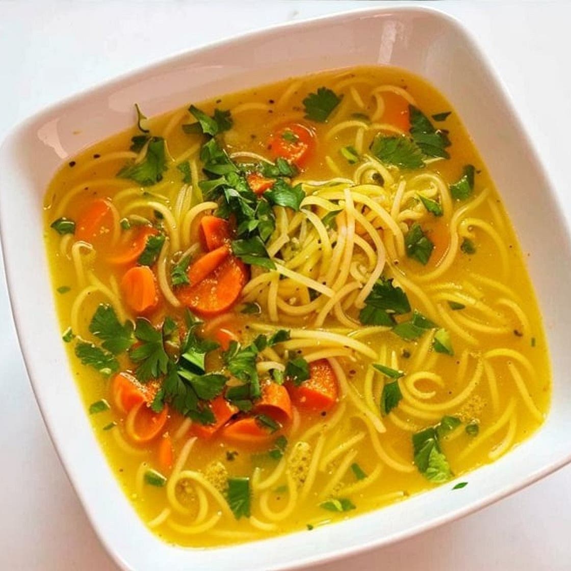 Sopa de macarrão com batata e cenoura