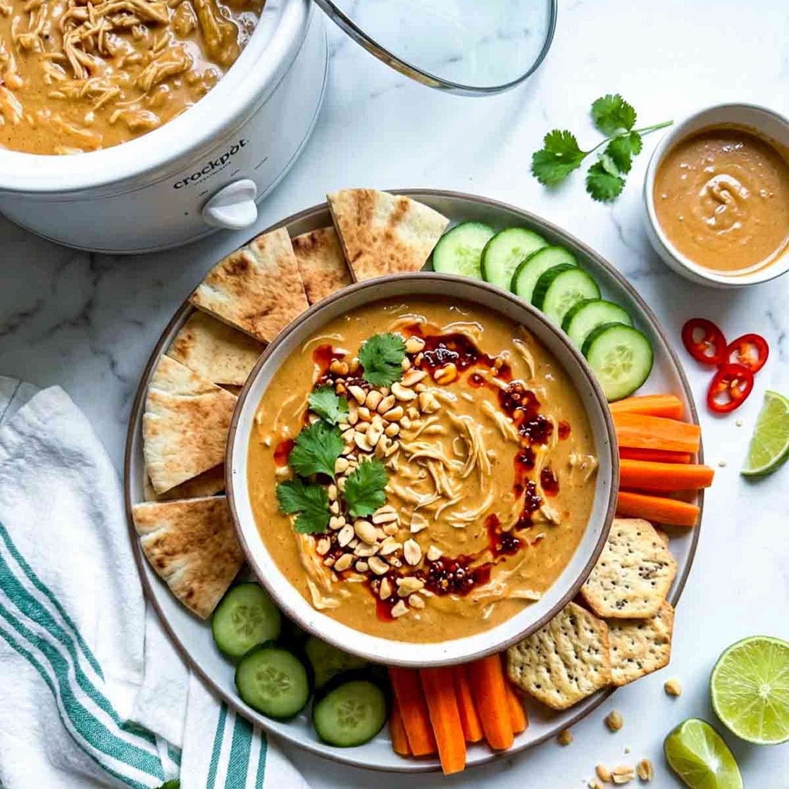 Crockpot Peanut Chicken Dip