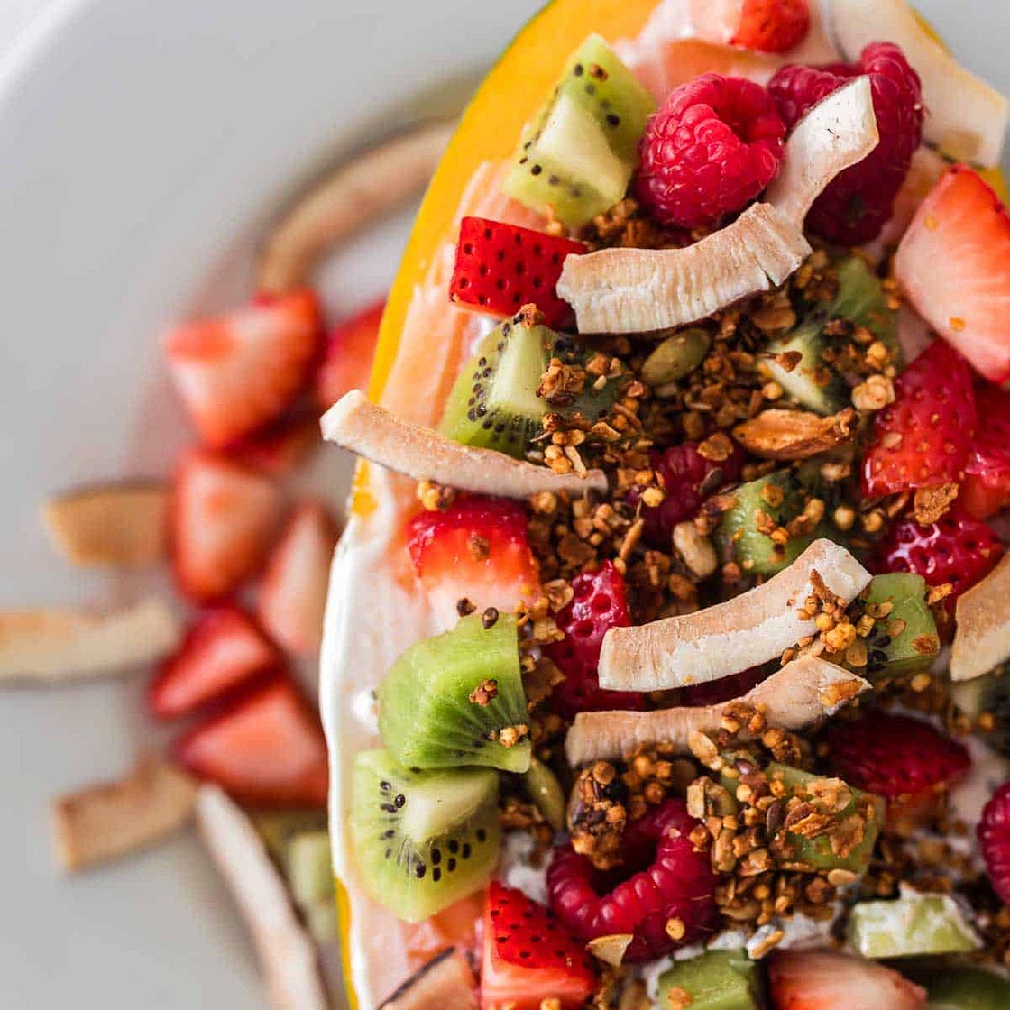 Papaya Breakfast Bowl (Easy Papaya Protein Yogurt Bowl with Granola)