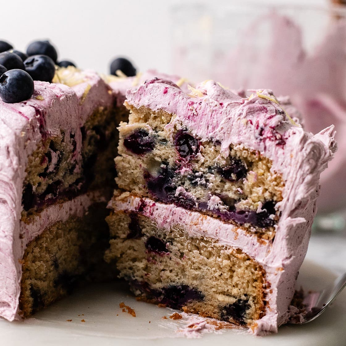 Moist & Fluffy One Bowl Vegan Lemon Blueberry Cake (Gluten Free Option)