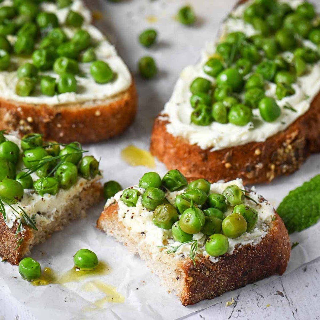 Spring Pea Toast with Mascarpone and Lemon