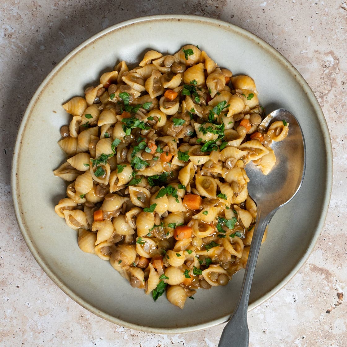 One Pot Italian Pasta and Lentils