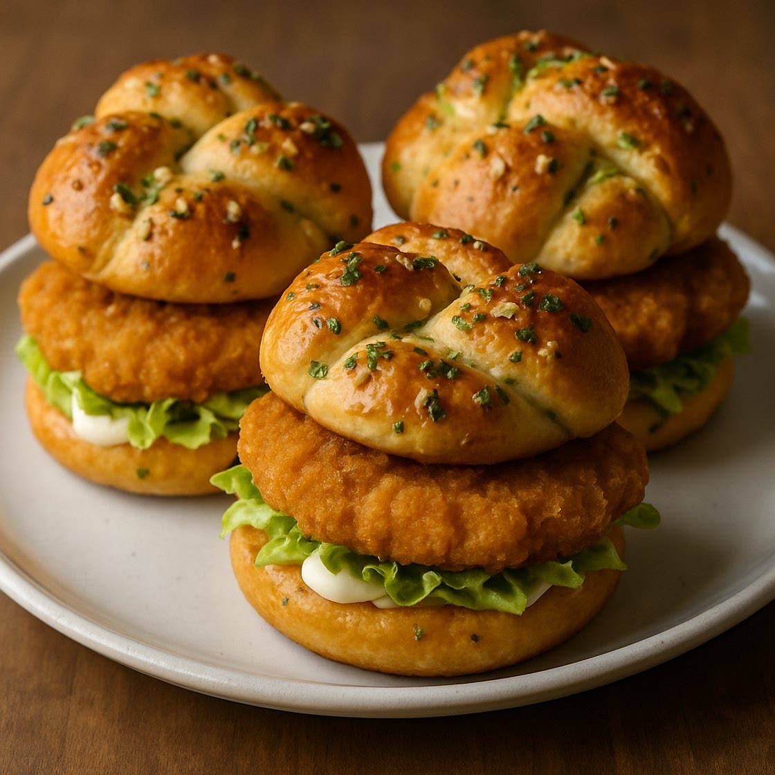 Garlic Knot McChicken Sliders