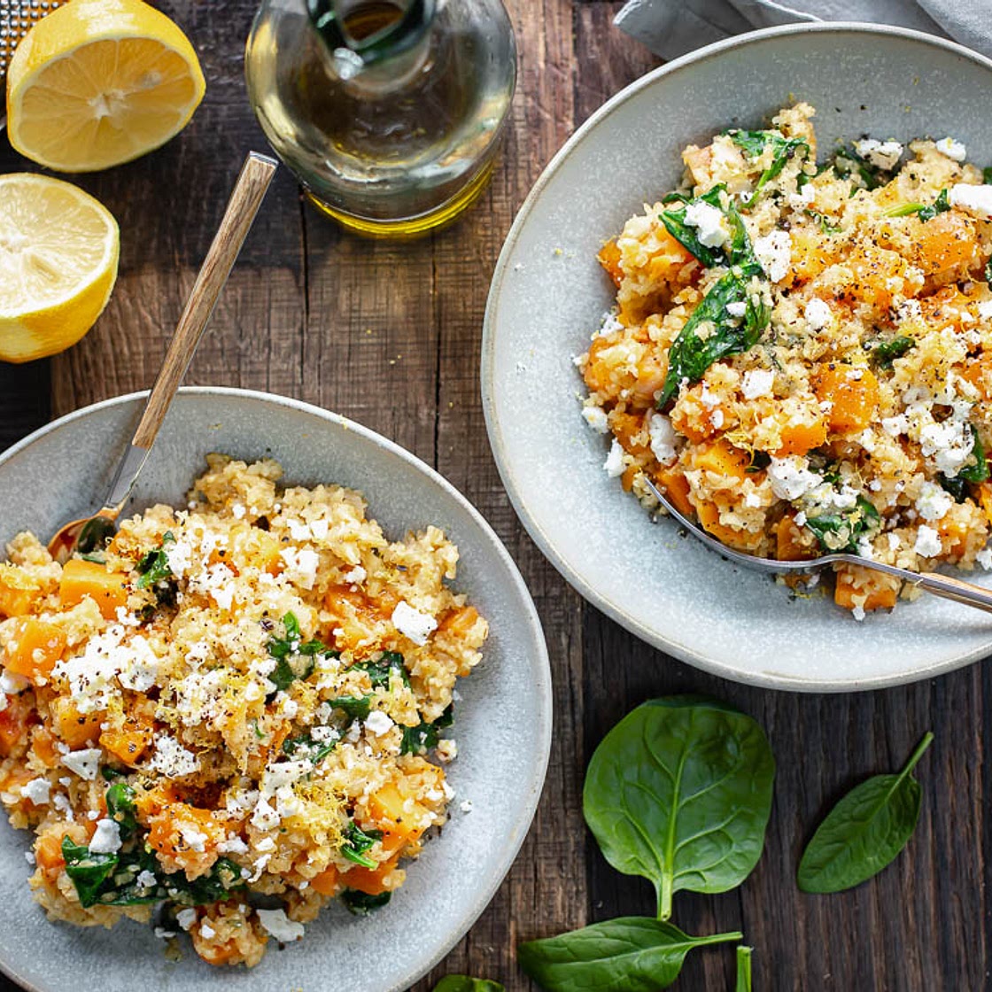 Boulgour à la patate douce, épinards, féta et citron au Thermomix