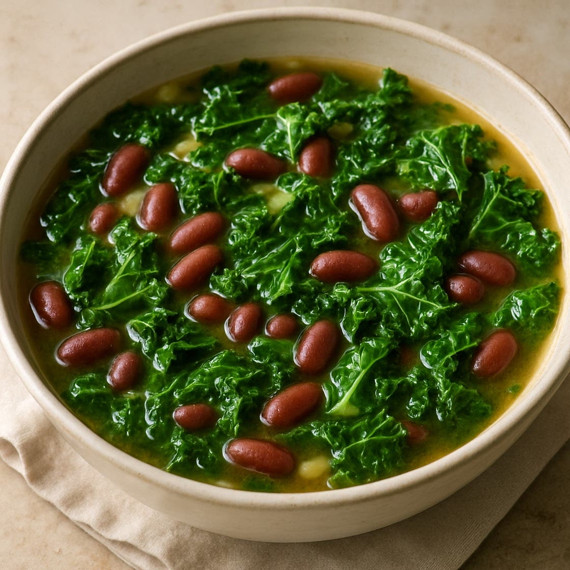 Sopa de couve com feijão vermelho