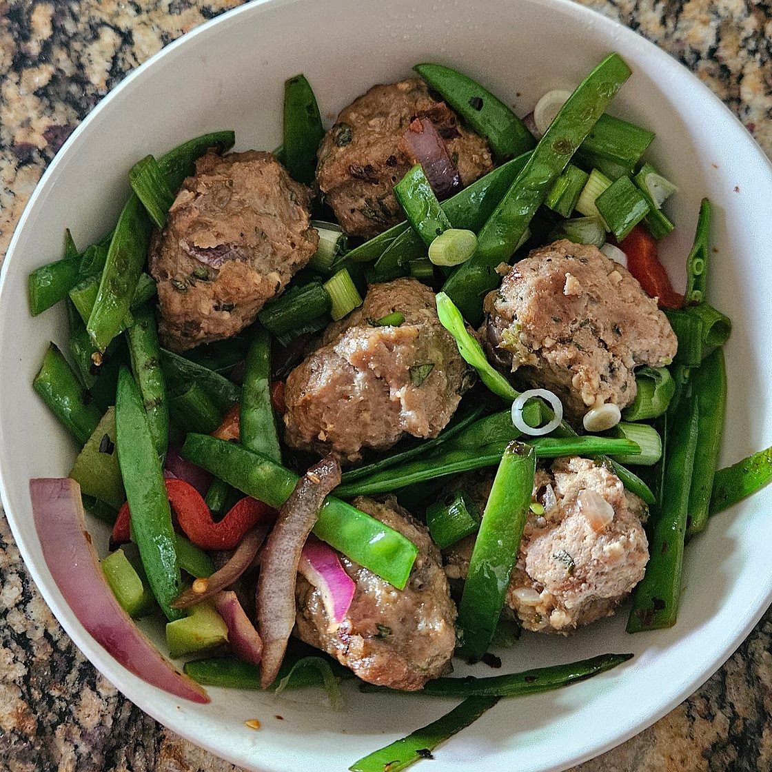 Gingery Pork Meatballs with Noodles